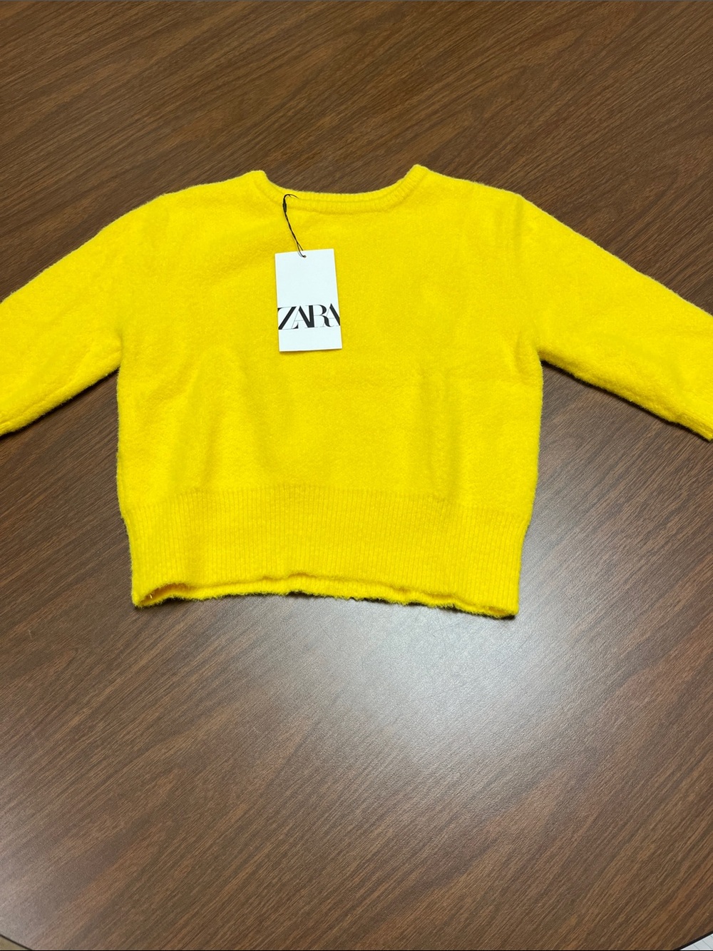 Zara Sunny Yellow Cropped Crew Neck Short Sleeve Sweater, size small